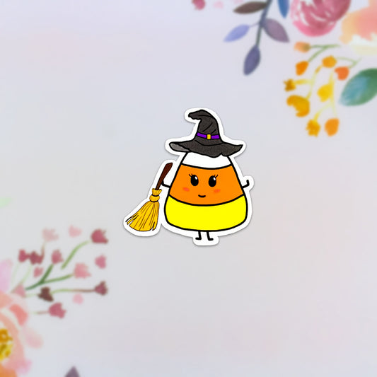 Candy Corn Witch Sticker