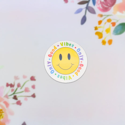 Good Vibes Only Smiley Holographic Sticker