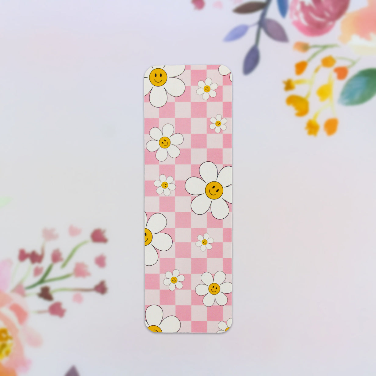 Pink Checkered Daisies Bookmark