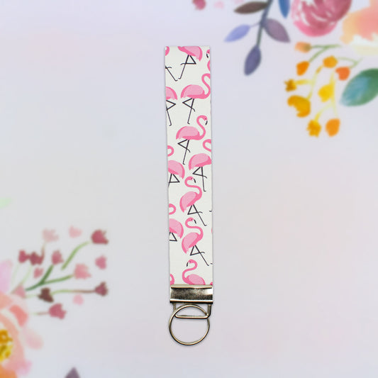 Pink Flamingo Wristlet Keychain