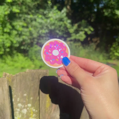 Strawberry Donut Holographic Sticker